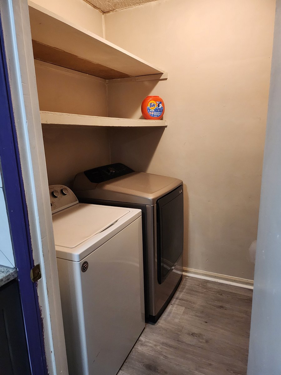Laundry off the kitchen.