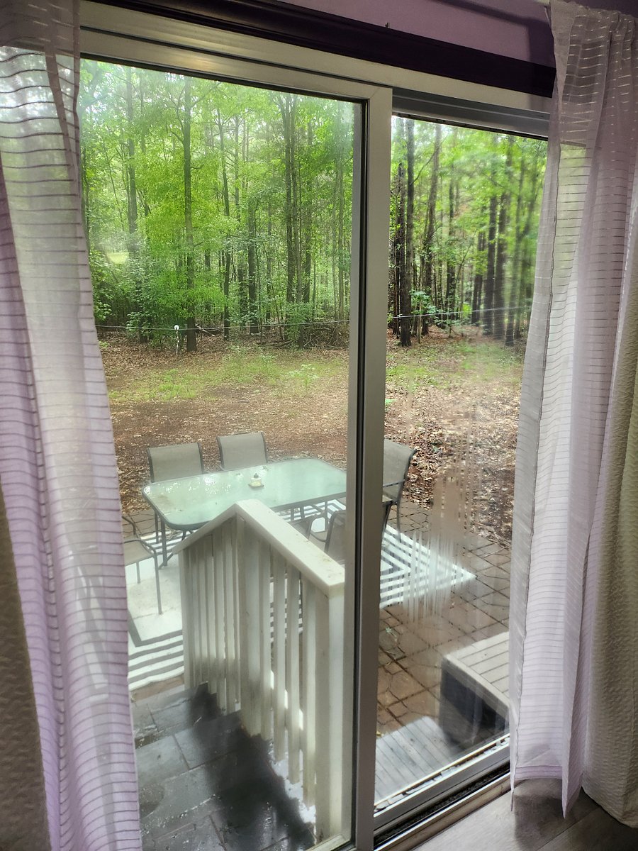 Dining patio in nature.