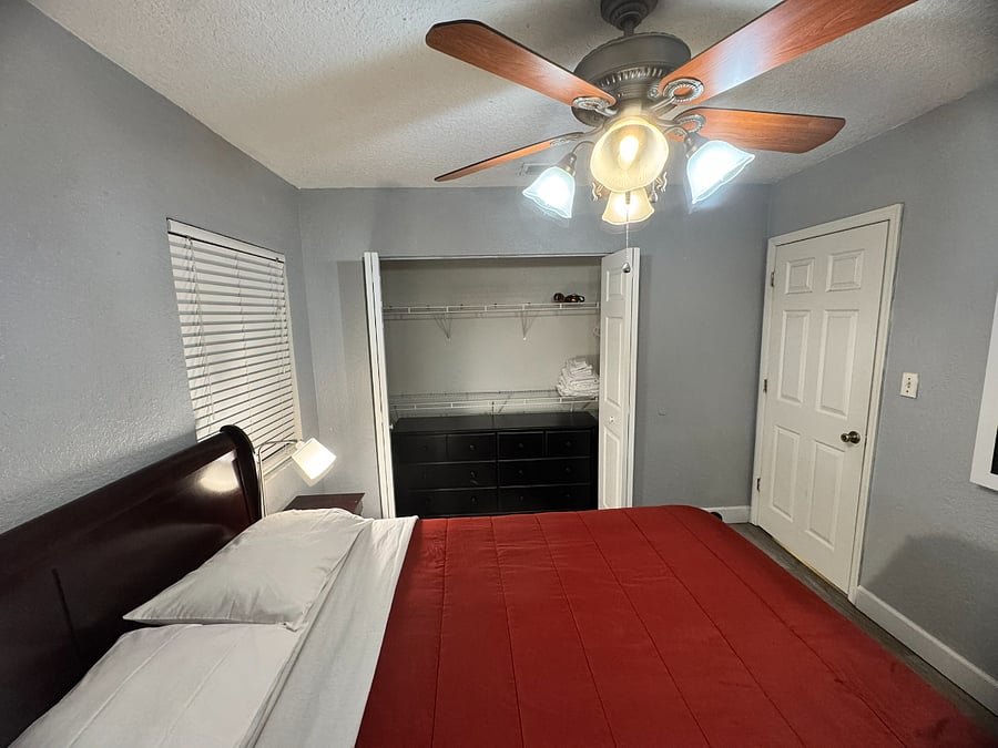 Queen Bed with closet view