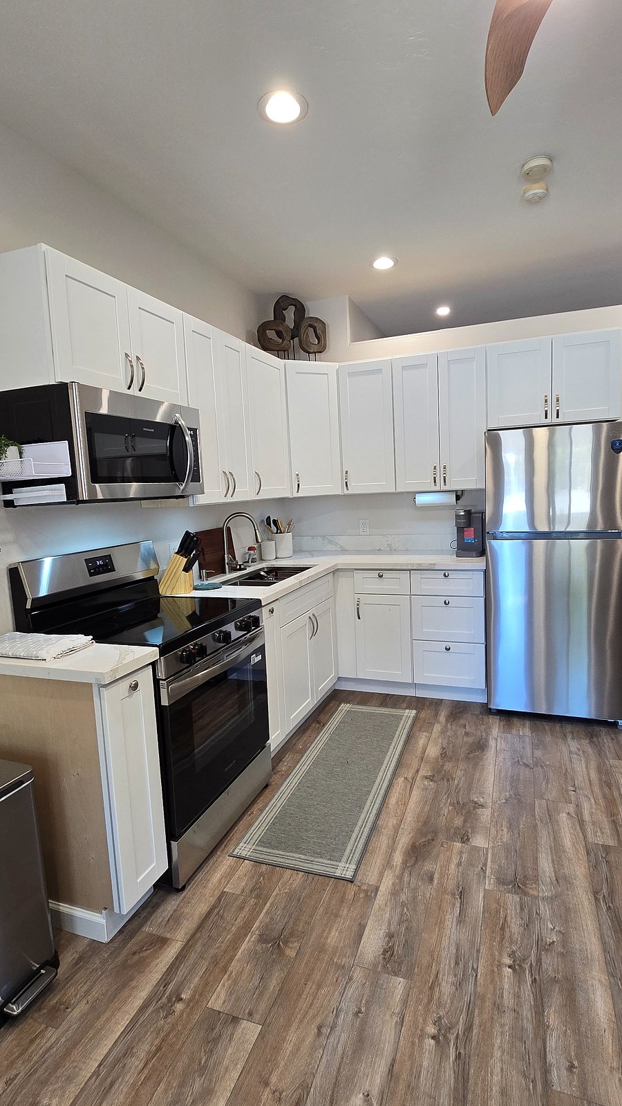 The kitchen has full size appliances and is fully stocked with most everything you need. We have it ready to go to get your stay started!
