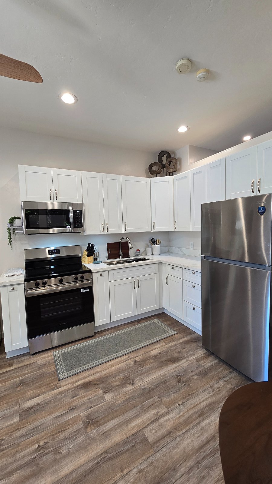 The kitchen has full size appliances and is fully stocked with most everything you need. We have it ready to go to get your stay started!