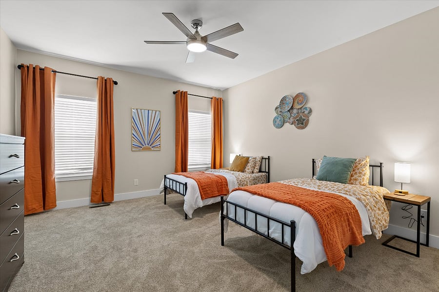 Secondary bedroom with blackout curtains