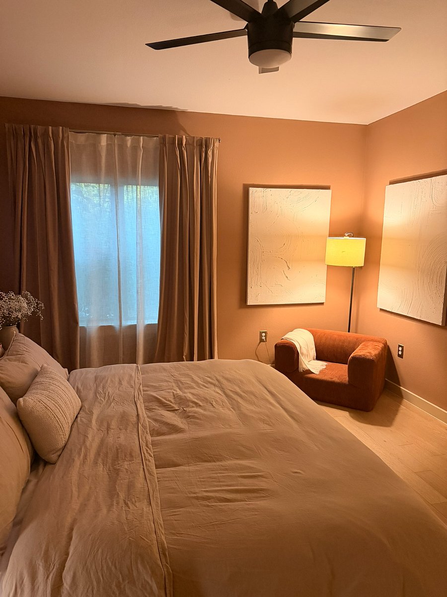 Cozy reading nook with mood lighting.