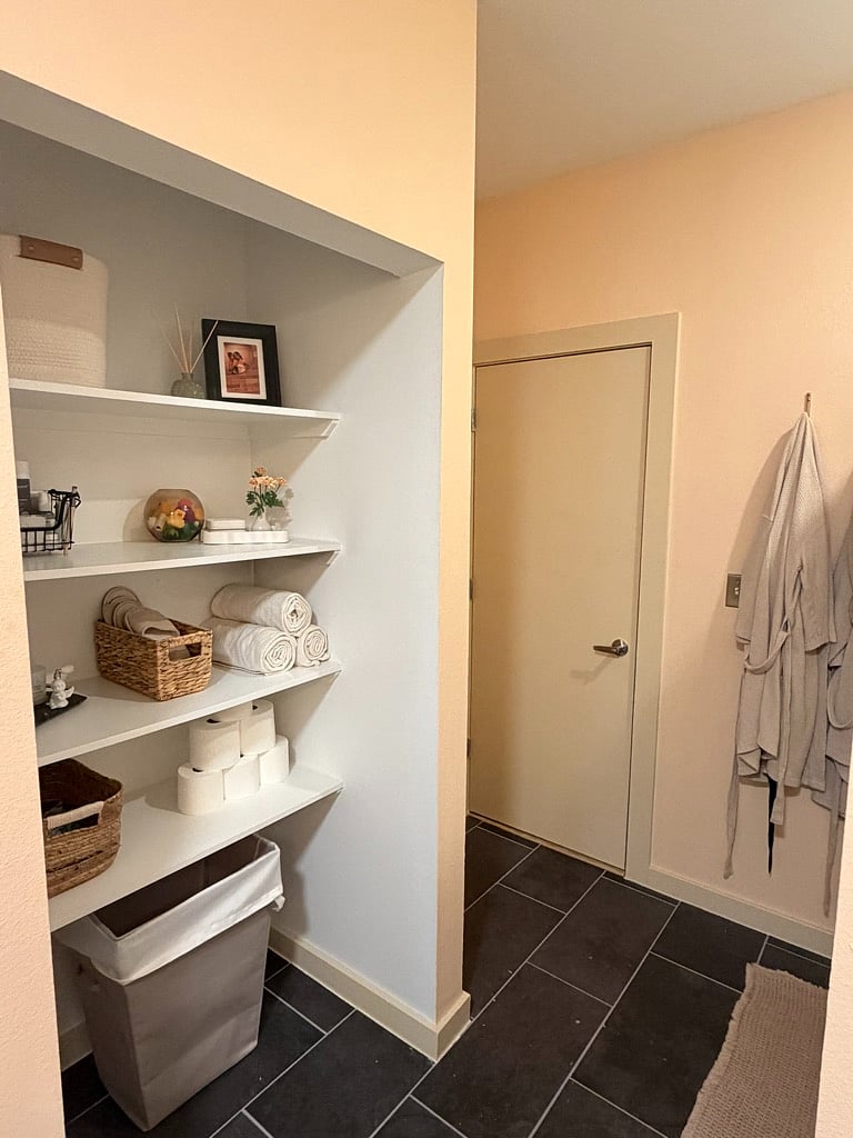 Hotel inspired ensuite stocked with housecoats and slippers for comfortable access to cold plunge/sauna. Sleeping masks and extra towels and toiletries are included.