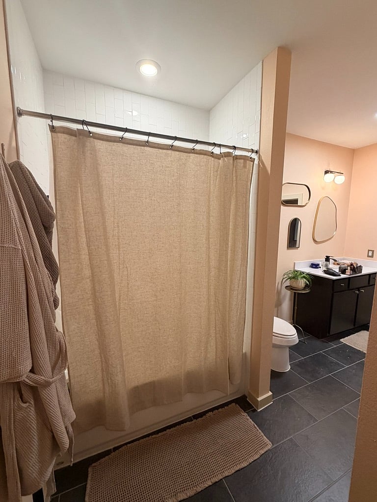 Full bathtub and shower.