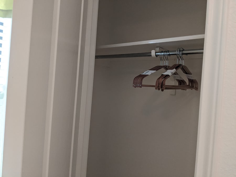 We provide hangers, and extra bed sheets for replacement.