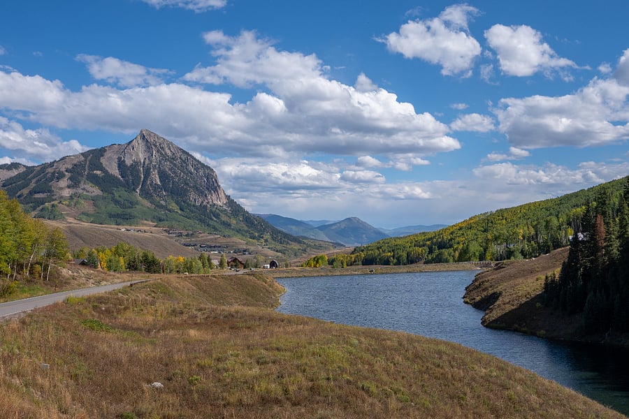 Meridian Lake Reservoir with Mt. Crested Butte in the background