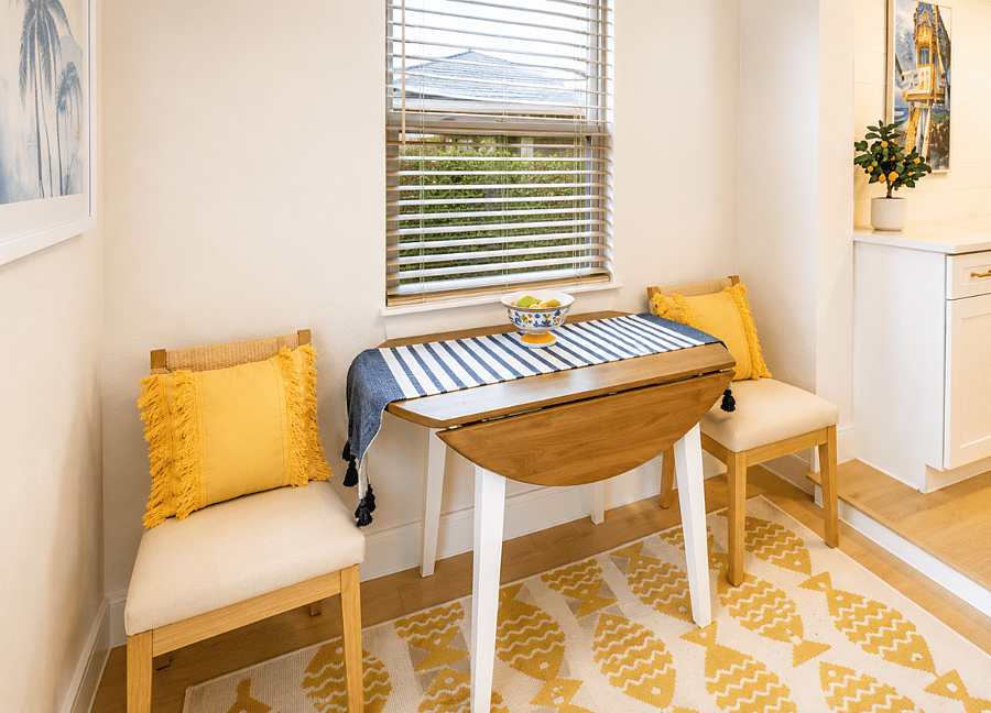 Enjoy breakfast, answer emails, or plan tomorrow's adventure in this sunny dining nook.