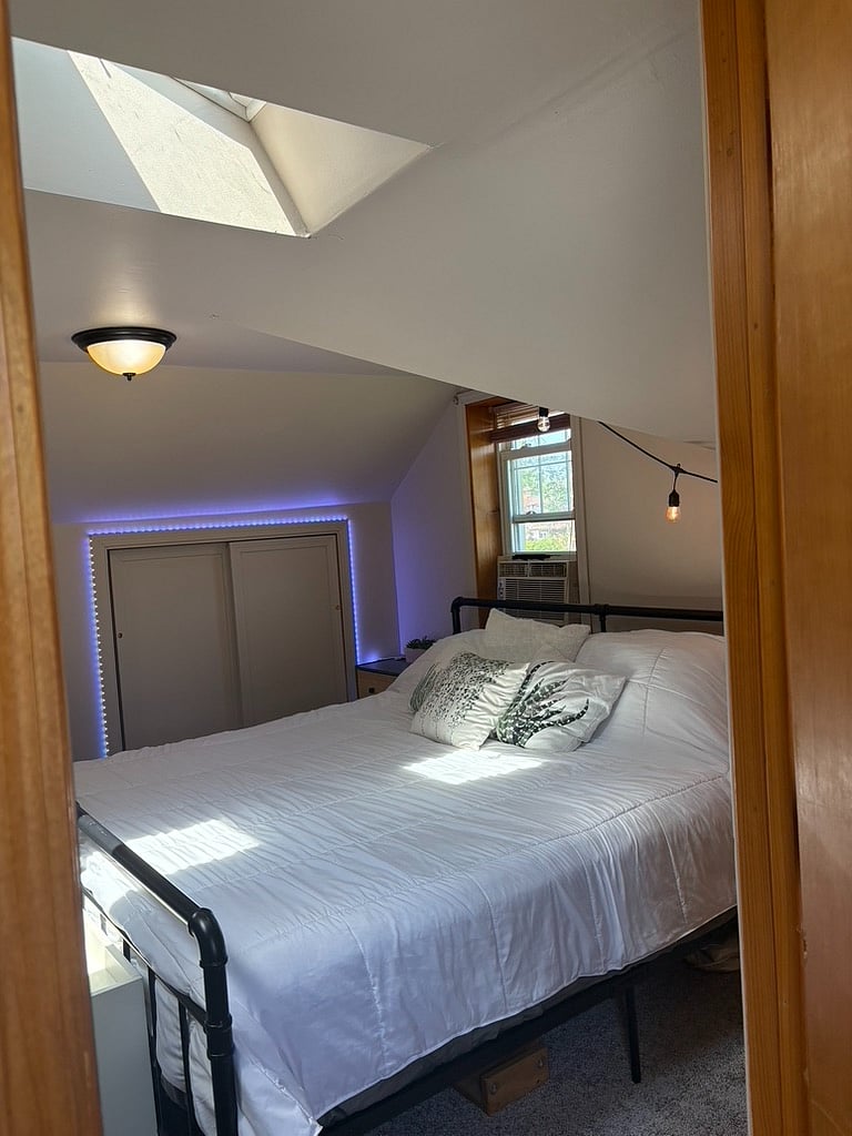 upstairs master bedroom; king bed, significant closet space