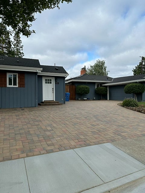 Full view of driveway, including primary home's garage.