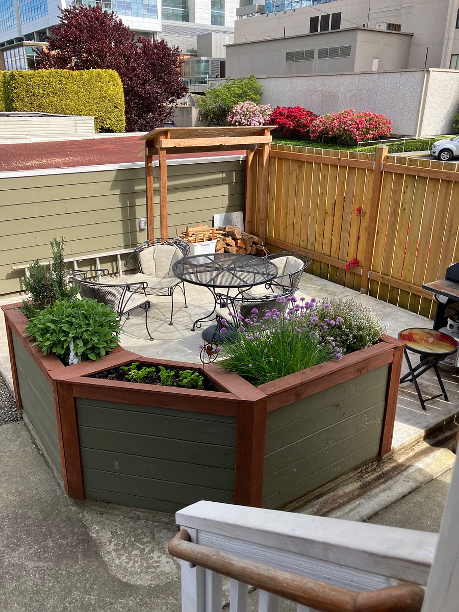Fresh herbs, barbecue and sunny patio to relax