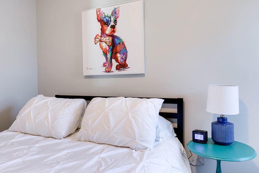 Bedroom one with queen bed