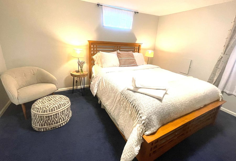 Corner bedroom in the basement, this is the room that we Airbnb.