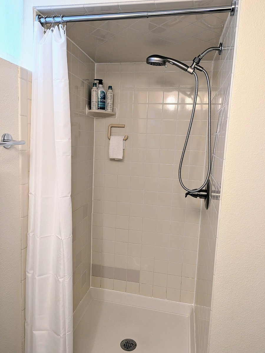 Basement bathroom shower.