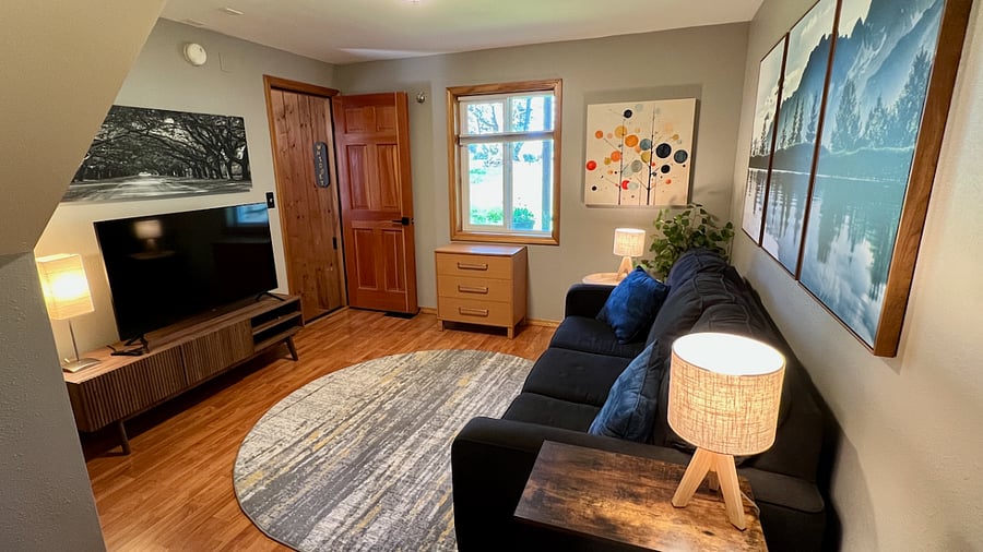Den/Guest/Bdrm3, downstairs, with full bath and laundry