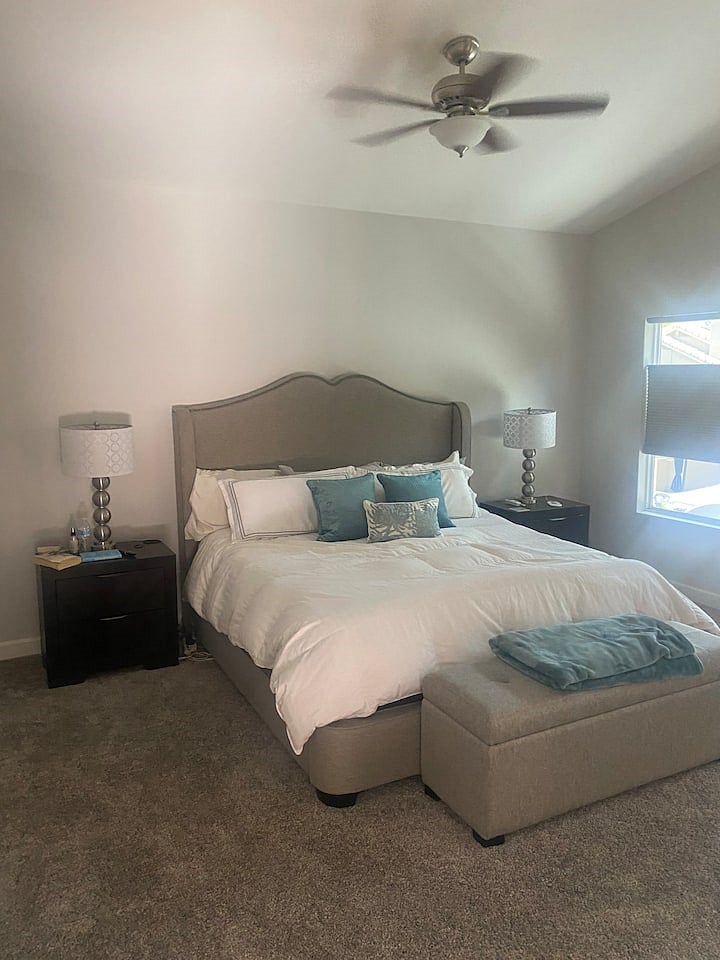 Master bedroom with king bed.