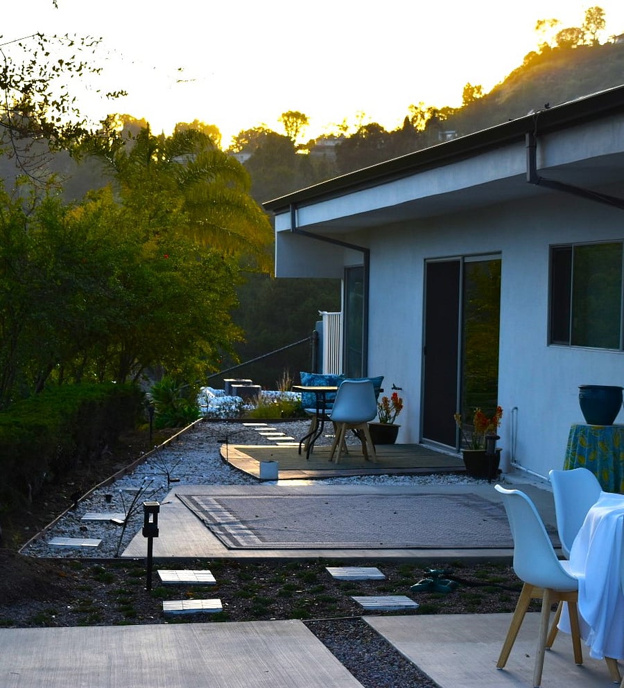 Sunset from Master Bedroom area which has its own table with chairs that can double as an outdoor desk. 