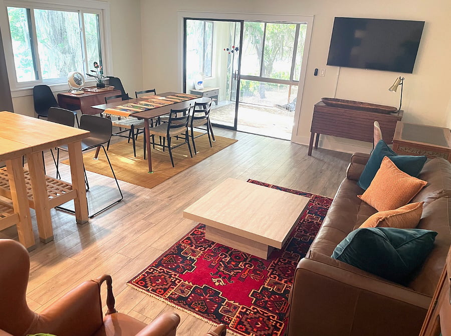 Open plan layout, including lake views