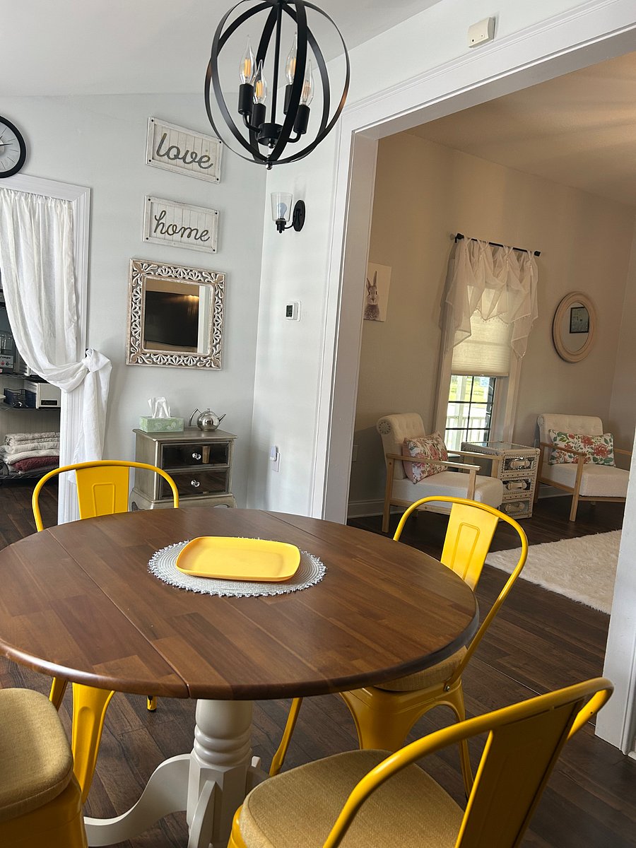 Kitchen table for meals or working on laptop.