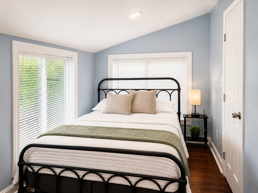Bright and stylish bedroom with 2nd comfortable queen bed, modern decor, and plenty of natural light.