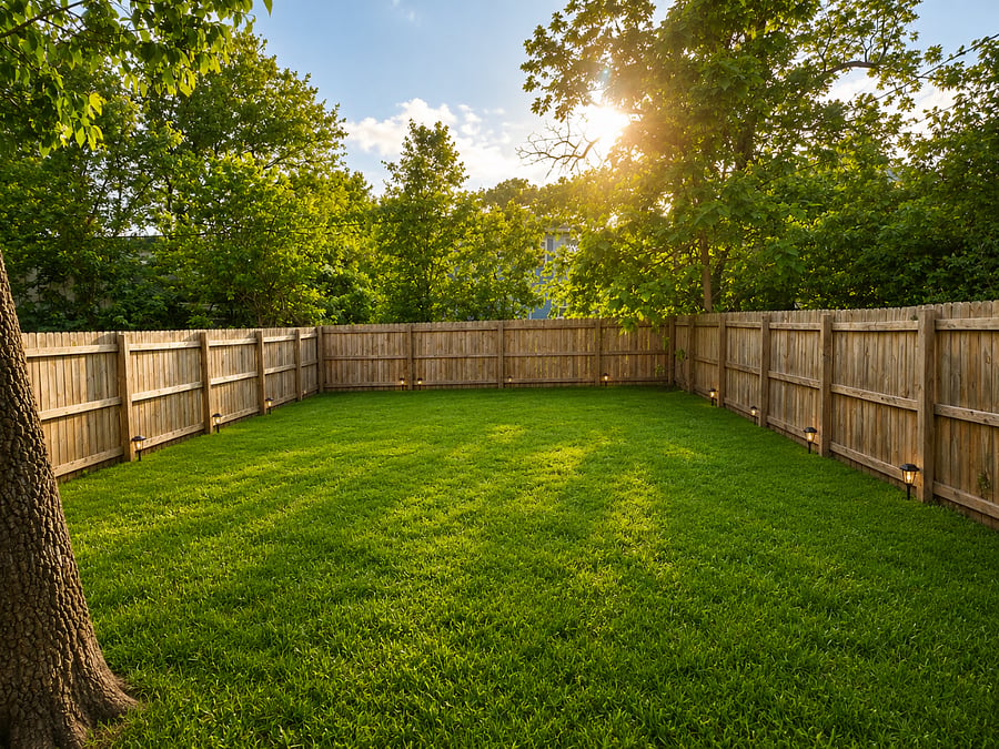 Large fenced backyard with plenty of open space to relax, play, and enjoy the outdoors
