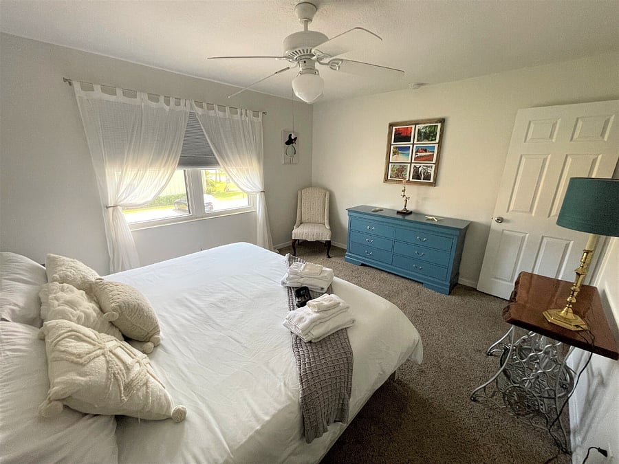 Main bedroom and desk for computer work. 