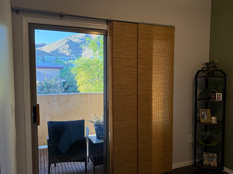 Sliding Door to Balcony with Mountain Views from Inside Bedroom