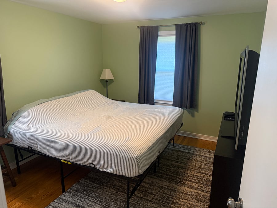 Main floor king bedroom, 55" TV with Roku & DVD hookup