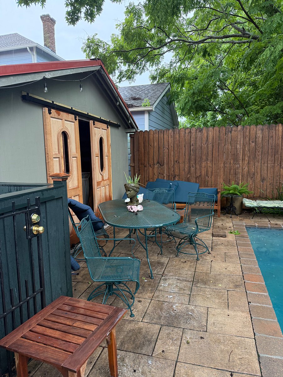 Area by pool house-
Furniture isnt set up here properly yet in this pic