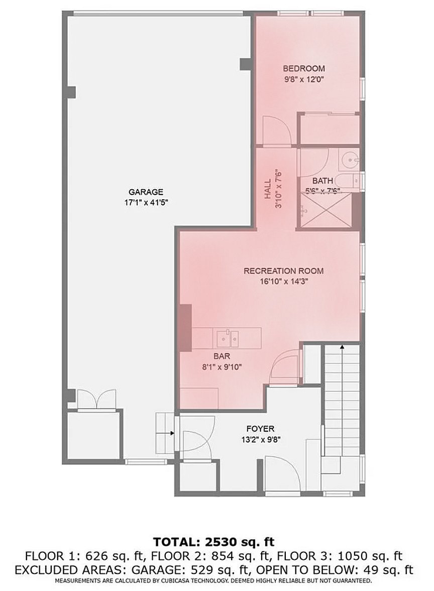 Pink shaded area is private suite within our home.
