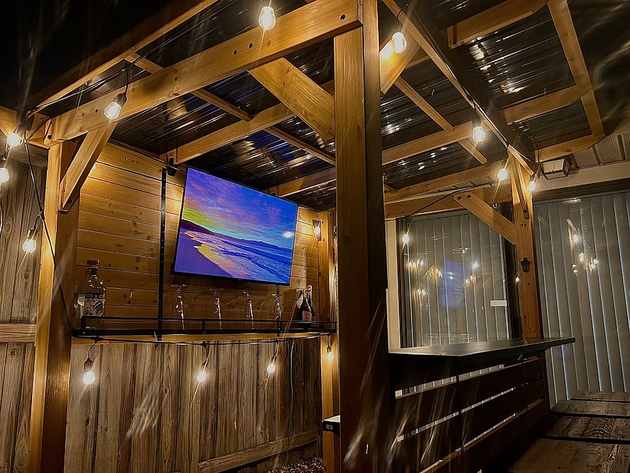 Outdoor bar with TV