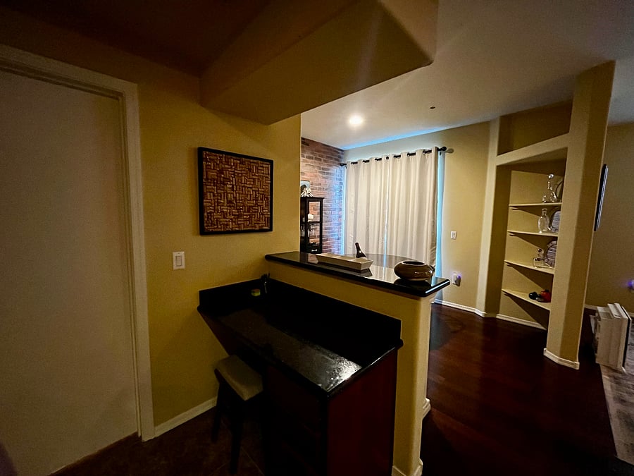 Built in desk/work area.