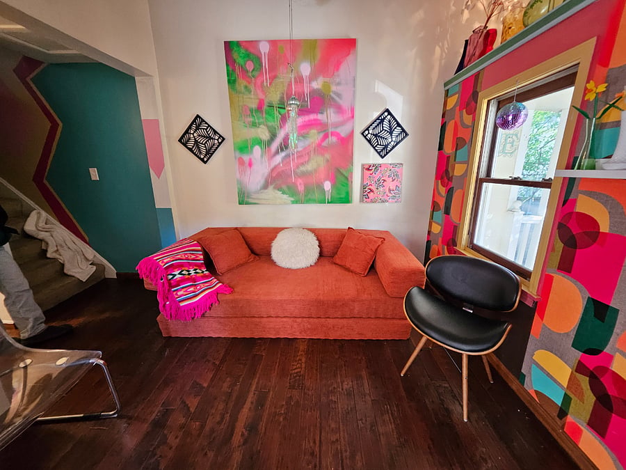 Den with modular couch