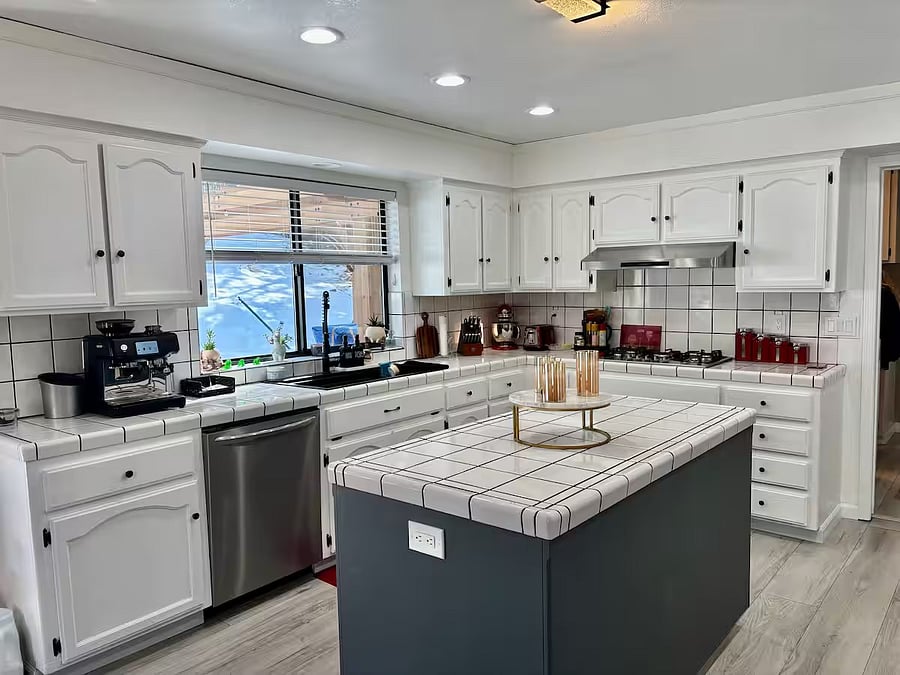 Kitchen and island