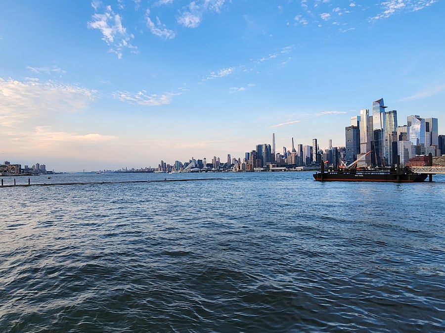 Nearby waterfront with Manhattan view
