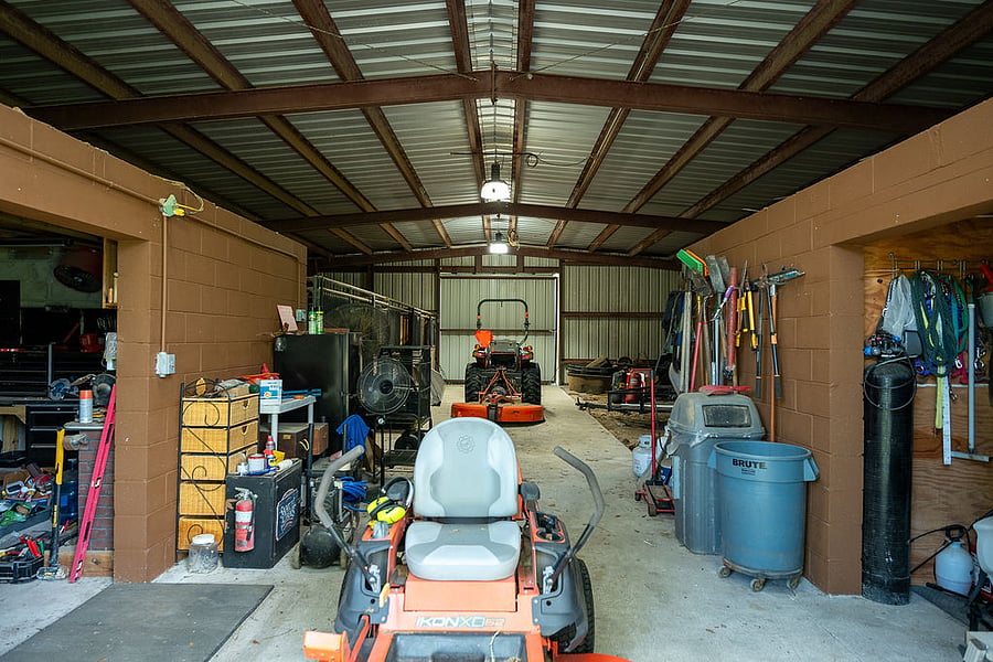 Inside barn