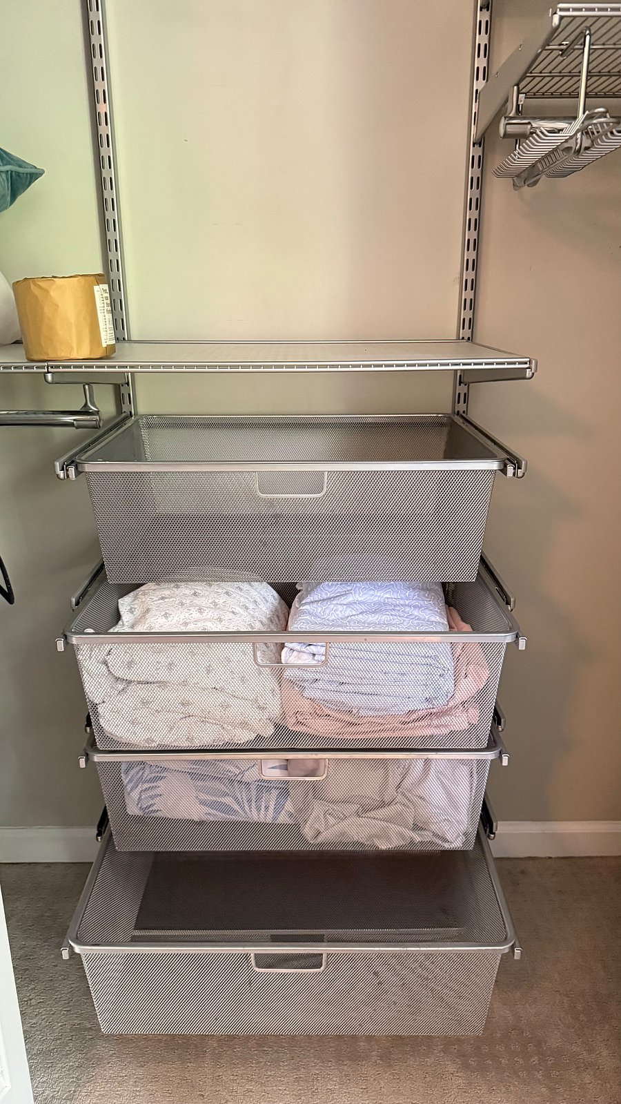 Drawers in closet