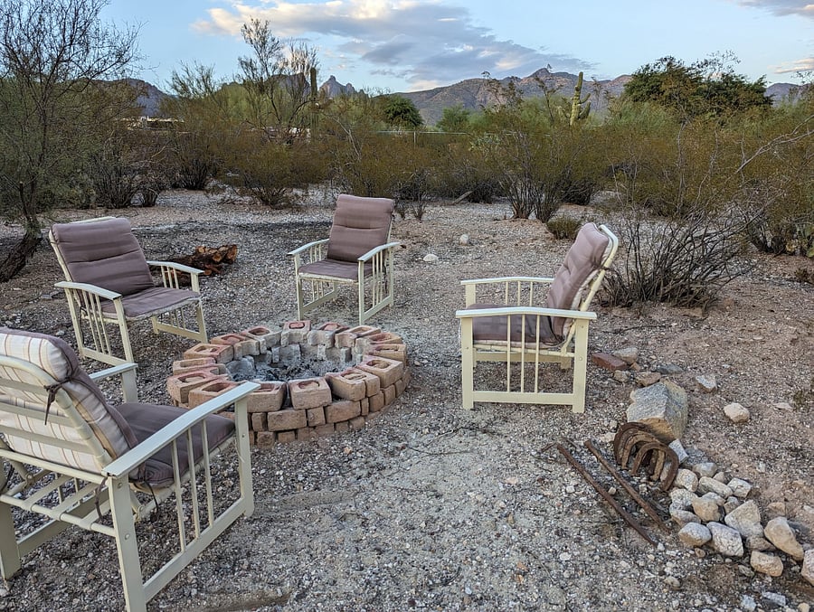Fire pit on the back side