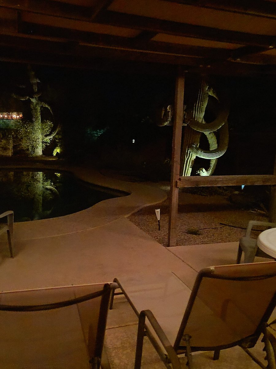 Outdoor patio by night