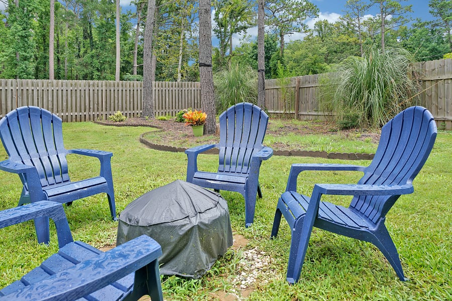 Firepit with adirondack chairs