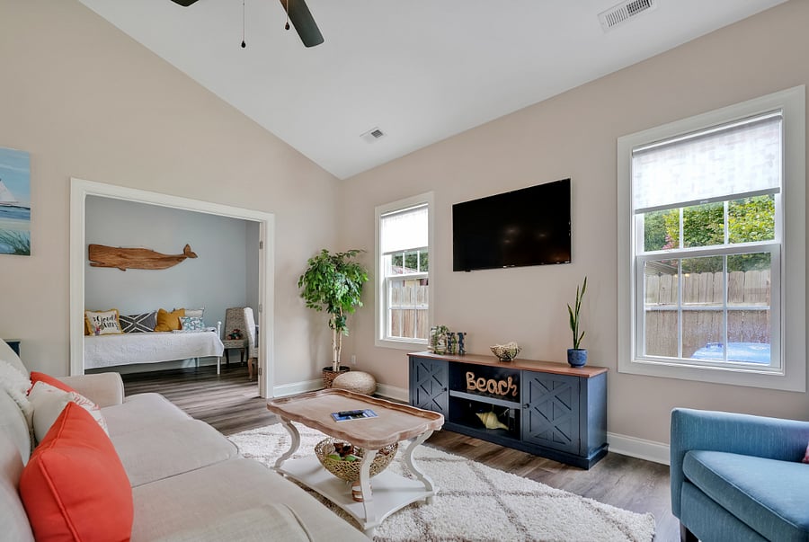 Family room - with view into 3rd bedroom / office