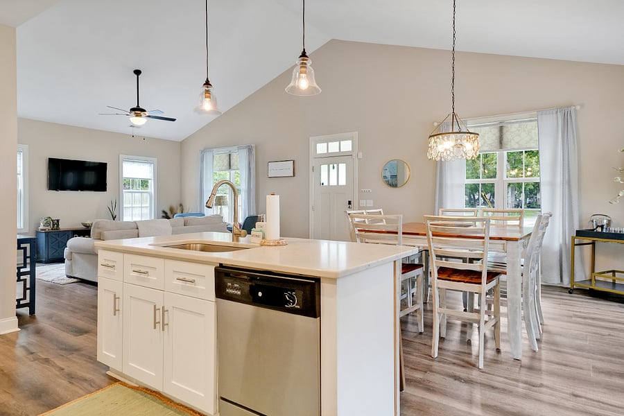 View from kitchen into family room