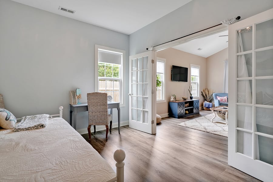 View from third bedroom into family room
