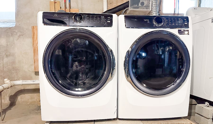 Free, private washer/dryer machines in basemen - code access only