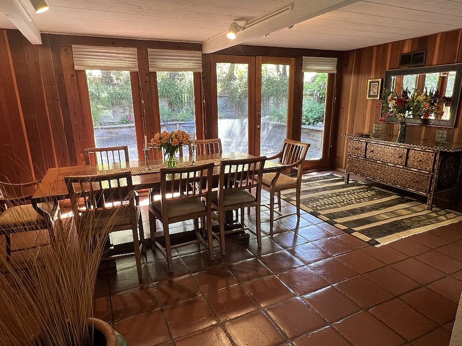 Dining room table seats 10. Chest includes games.