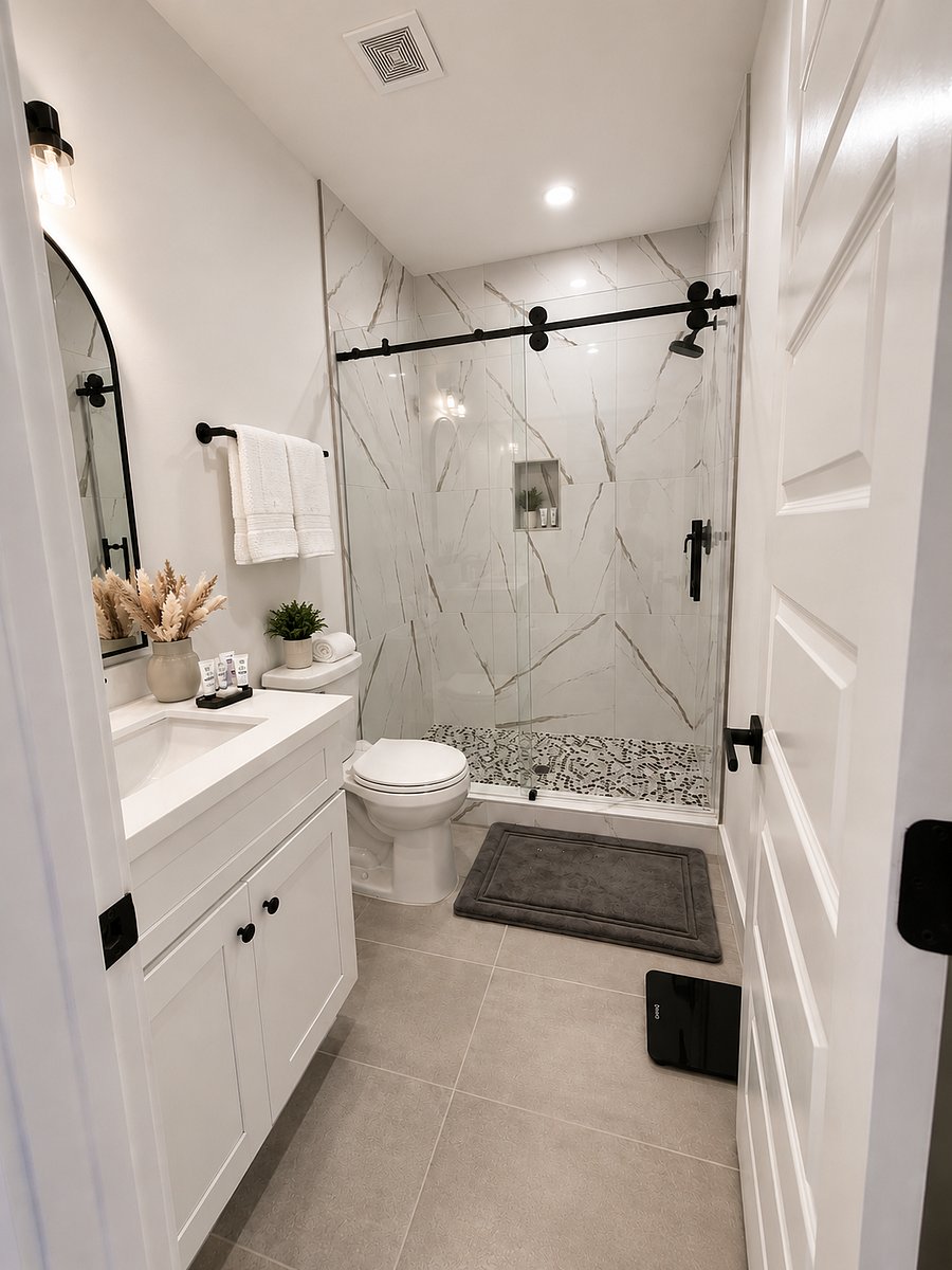 Master bedroom bathroom with walk-in shower