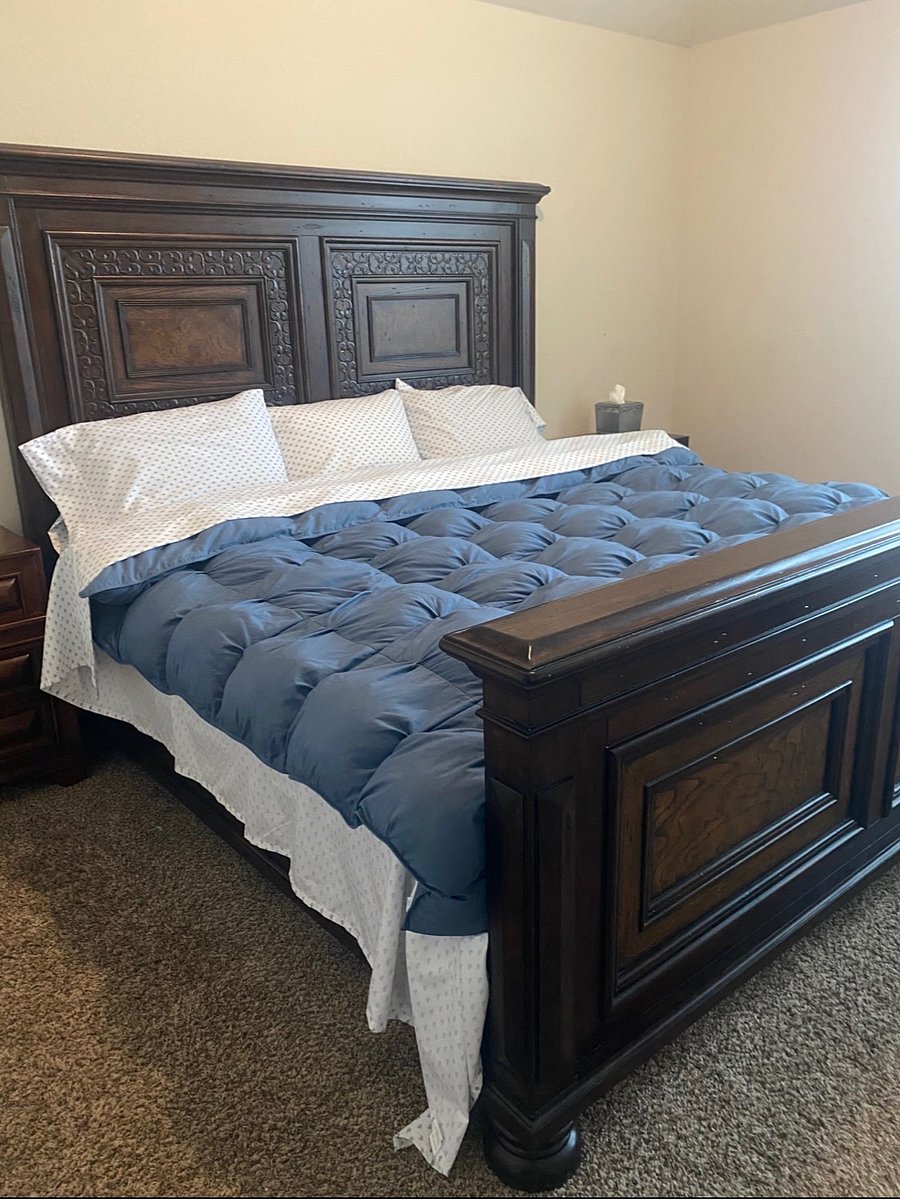 Beautiful King Bed for a comfortable stay. 
