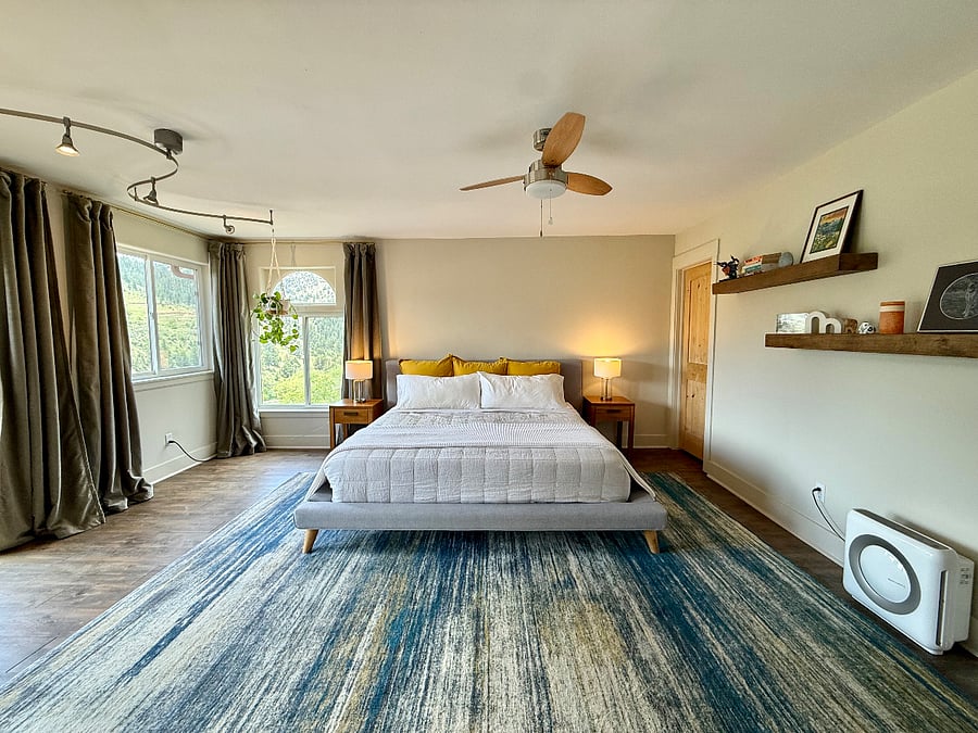 Primary bedroom with king bed