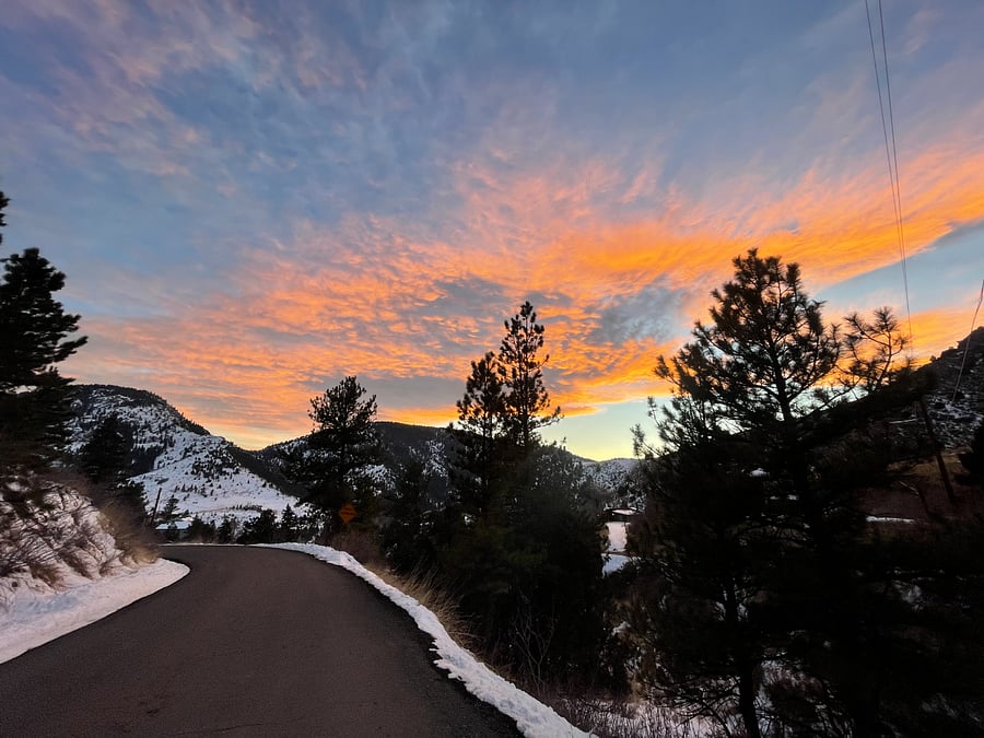 Sunset views from Grapevine Road just up the hill from the property.
