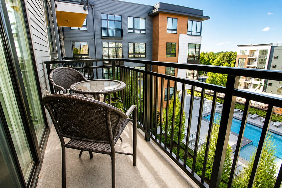 Private balcony overlooking pool
